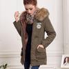 Winter Warm Women's Mid-Length Parka Jacket Adjustable Drawstring Waist Hood Casual Solid Color Coat