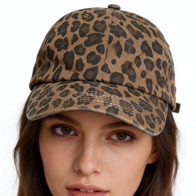 Vintage Leopard Print Baseball Cap for Women Fashionable Casual Snapback Hat