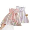 Korean Style Sweet Floral Puffy Princess Summer Dress For Little Girls
