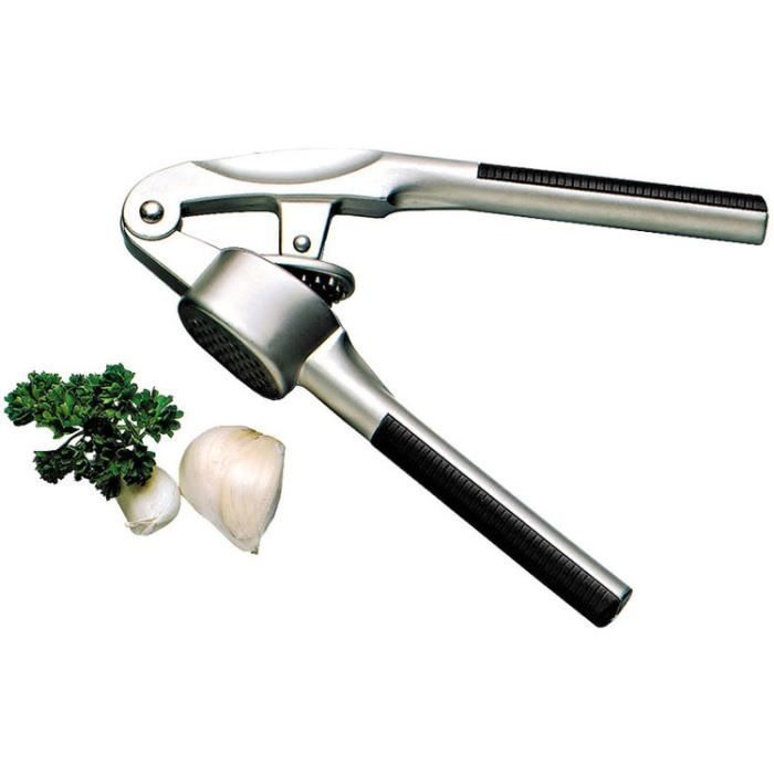 Presse-ail - Auto-nettoyant - Manche anti-glisse - 17 cm - Noir et inox