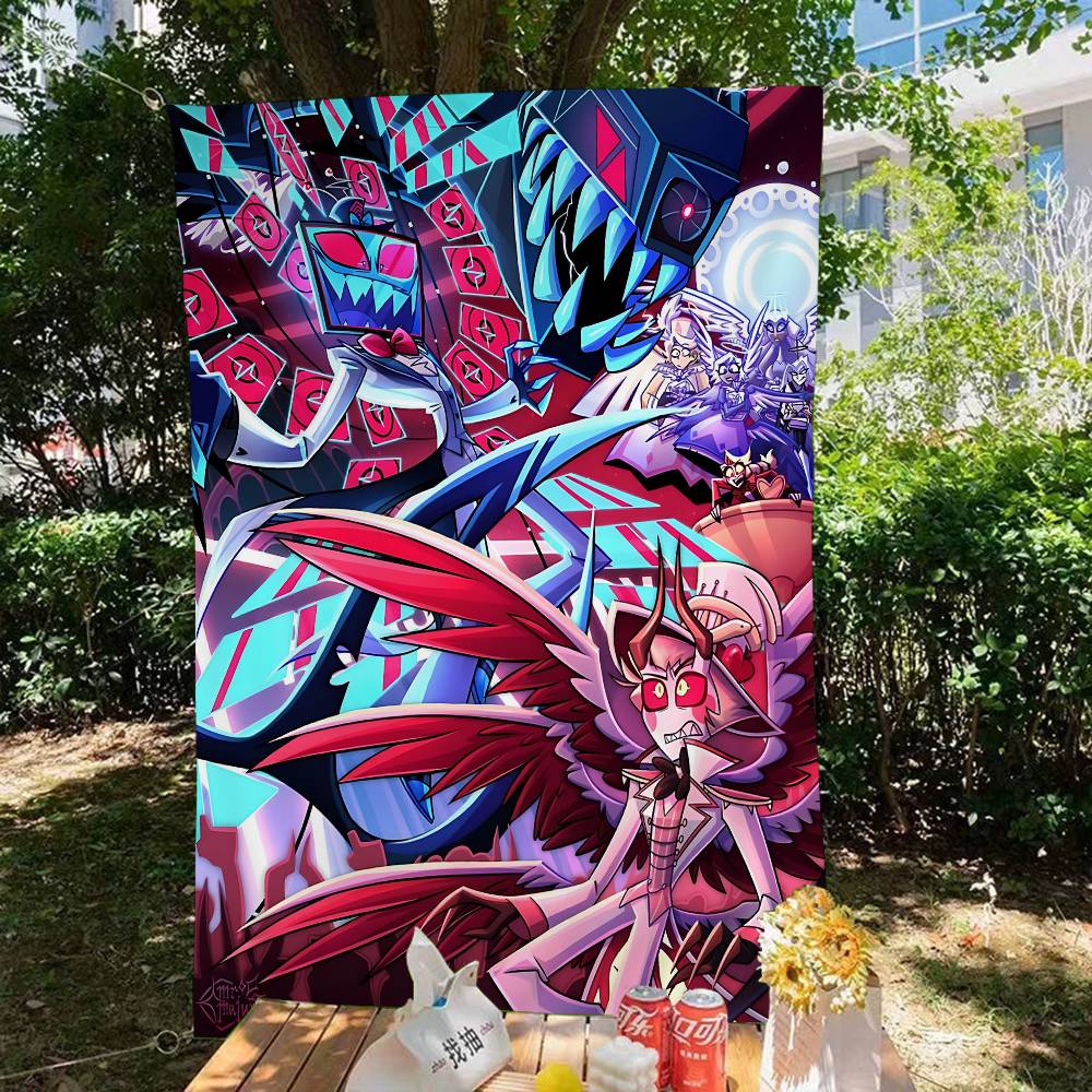 

Cartoon HHelluva Boss Banner Art Printing Japanese Wall Flag Anime Wall Hanging Home Decor 74x94cm(29x37in)