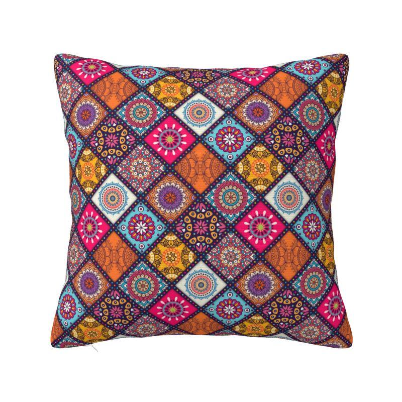 Custom Bohemia Ethnic Mandala Flower Cushion Cover 45x45 Cm Polyester Throw Pillow Case For Sofa Decoration Bedding Pillowcase