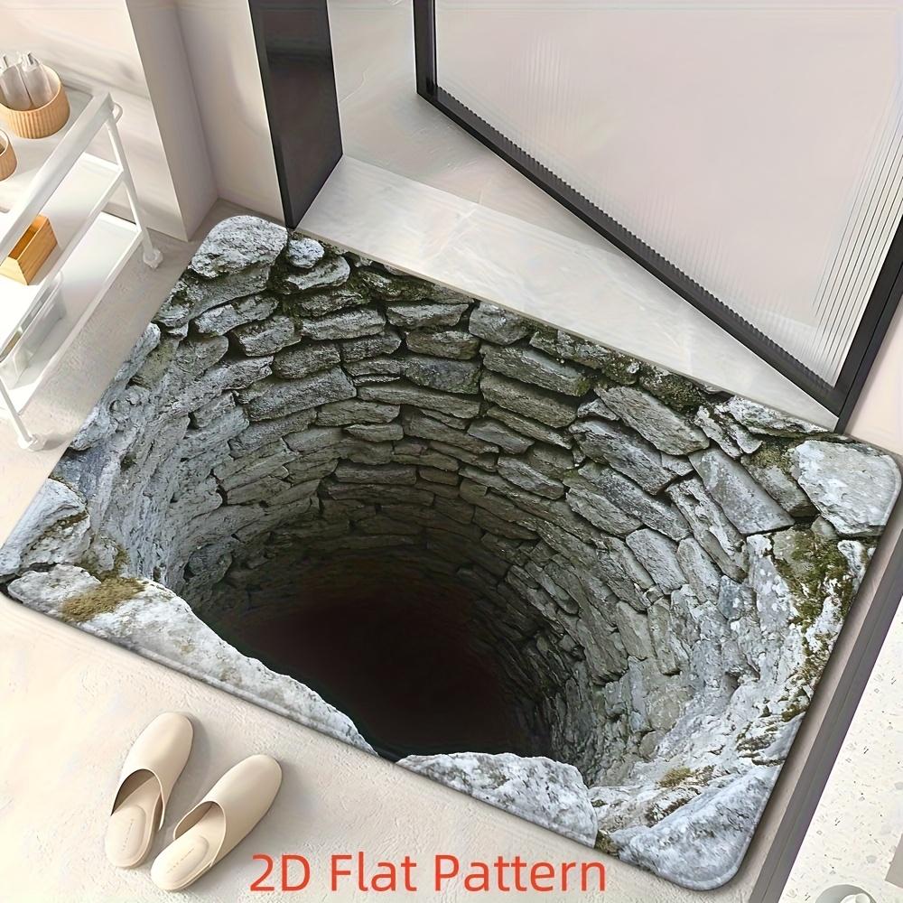 2D Optical Illusion Endless Cave Design Doormat Flannel Doormat Living Room Room Holiday Home Give You Lucky Doormat Home Decor