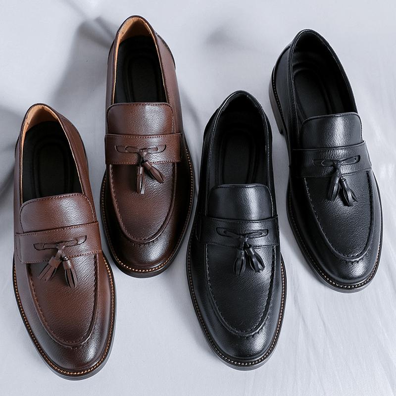 Classic British Style Tassels Loafers Thick Sole Pointed Toe Designer Leather Shoes High-quality Business Formal Casual Shoes