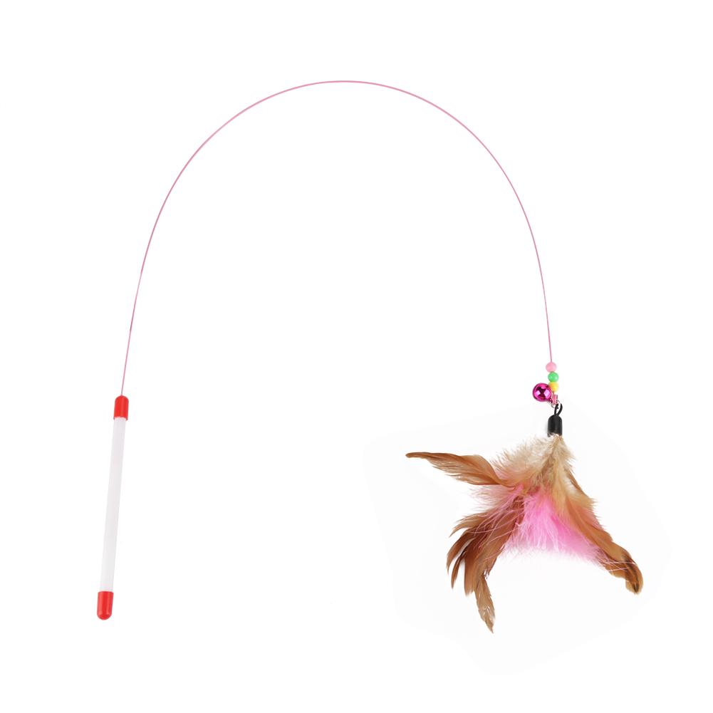 Funny Cat Kitten Pet Play Toy Teaser Feather Wire Chaser Wand Beads