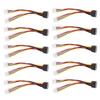10Pcs SATA Power Cord 15Pin Male To Double 4Pin Female Connection Line for Data Transfer Charging
