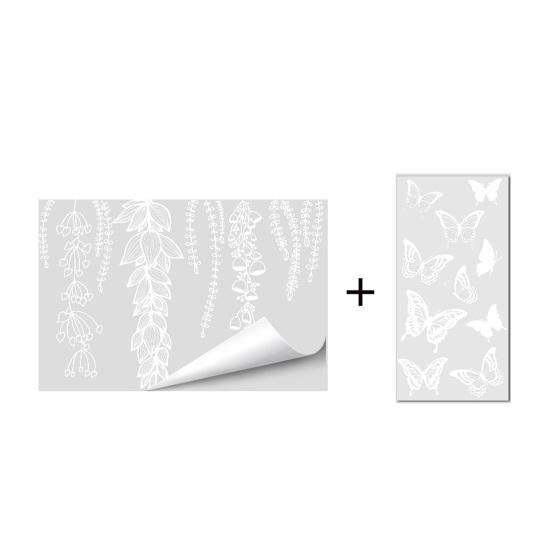 

Bird Deterrent Window Clings White Spring Tree Branch Birds Hanging Vines Butterflies Static Glass Decals for Home Classroom Office Party Decoration C