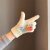 Cute Plush Gloves Women Winter Thick Warm Touchscreen Knit Wool Cycling Cold Proof Finger Gloves Student Winter