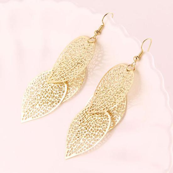 Fashion Women Hollow Leaf Shaped Drop Dangle Hook Earrings Party Jewelry Gifts