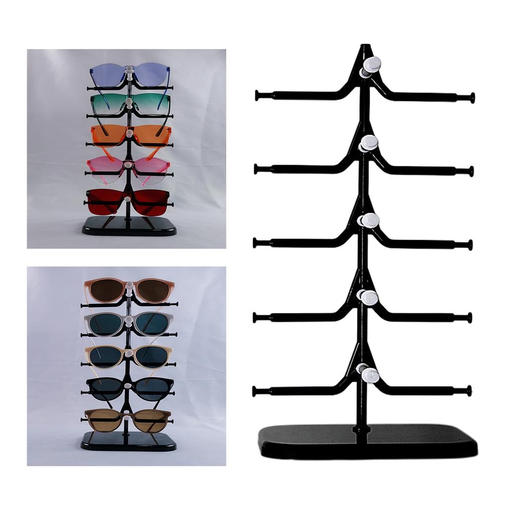 Eyeglass Display Stand Five Layer Plastic Rack Case for Retail Store Glasses Organizer and Tabletop Counter