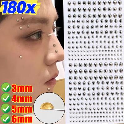 180 Stück Metall Fake Nasenring Aufkleber Nicht durchstochen Lippen Nägel Ohrstecker für Damen Herren Packung Fake Augenbrauen Lippen Piercing Körperschmuck