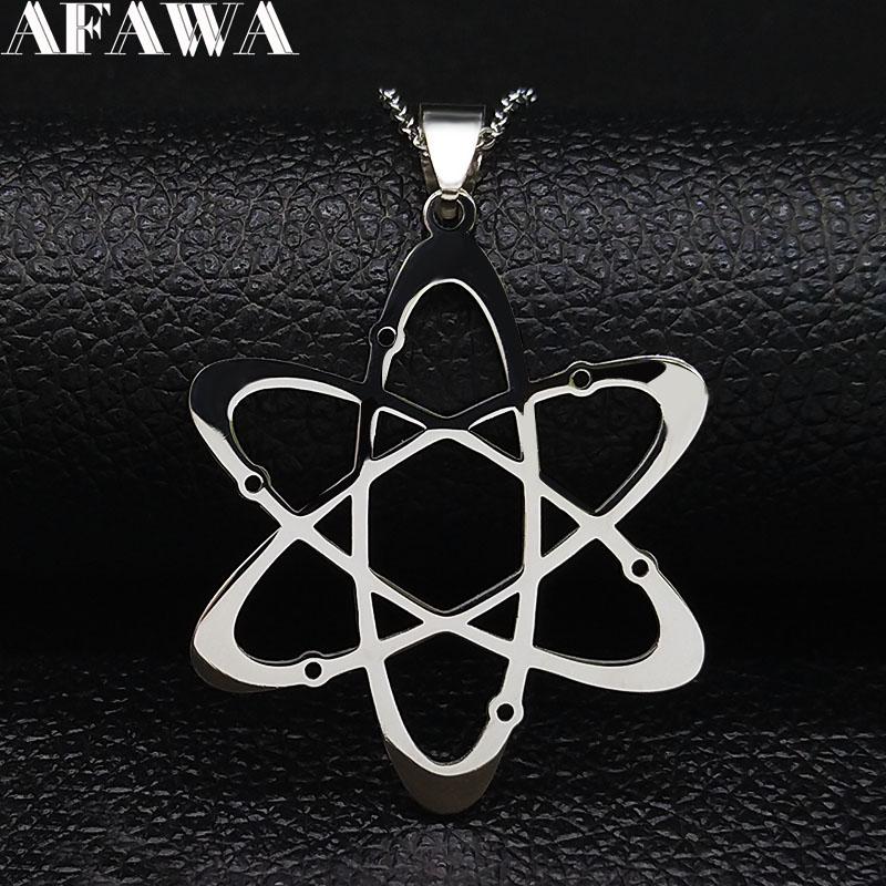 Kohlenstoffatom Physik Chemie Anhänger Halskette für Damen Herren Edelstahl Wissenschaft Chemische Kette Schmuck collares N612S02