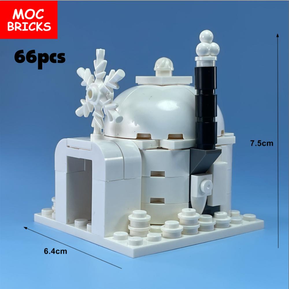 Set  MOC Bricks Igloo Luminous House Famous City Architecture View Ice and Snow Educational Building Block Christmas Gifts