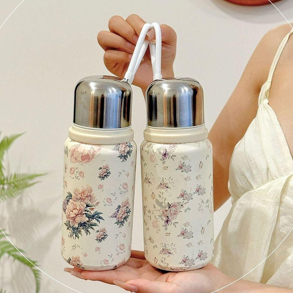 Vintage Floral Vacuum Thermos Bottle 450/600ML Insulated Water Bottle Thermal Cup  Travel Camping