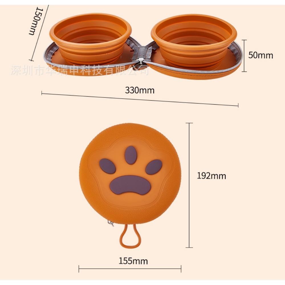 1 Desktop dog silicone double-layer bowl, two-in-one foldable silicone dog bowl, portable easy-to-clean pet feeding device