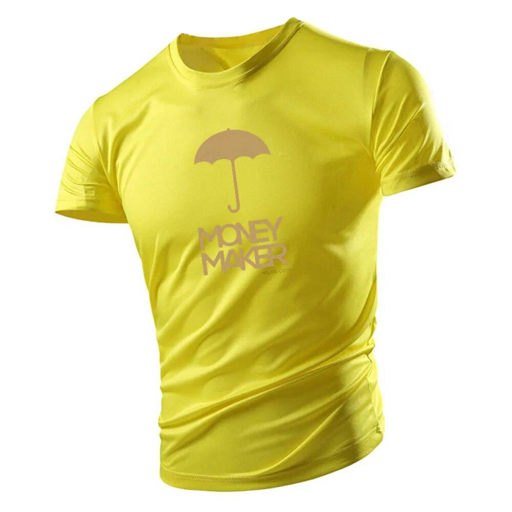 Casual Sports Style 2d Small Umbrella Print Summer Men'S Crew Neck Short Sleeve T-Shirt Loose Comfortable Breathable Quick Dry