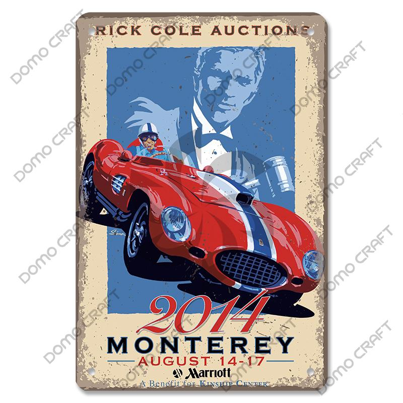 Racing Car Plaque Metal Tin Signs F1 Racetrack Vintage Metal Poster Wall Art Decor for Garage Racing Club Home