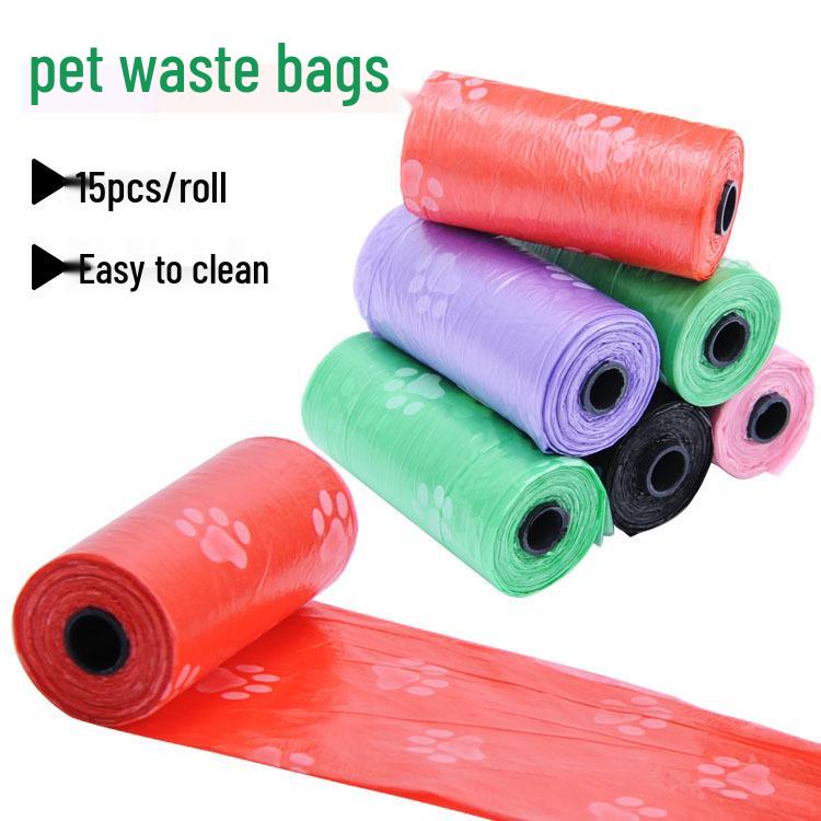 Eco-Friendly Printed Pet Waste Bags for Dogs & Cats - 15 Bags/Roll