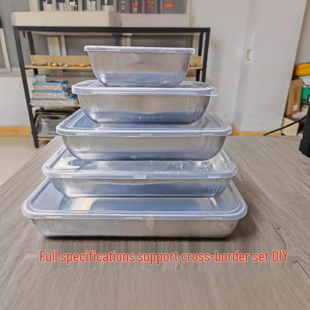 Plateau Rectangulaire en Acier Inoxydable avec Couvercle et Boîte Magnétique Fraîcheur