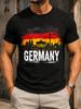 Gerunisexy Rote Gelbe Pinsel Flagge Berlin Skyline Wahrzeichen Silhouetten Und Abgenutzt Reise Unisex Alles T-Shirt