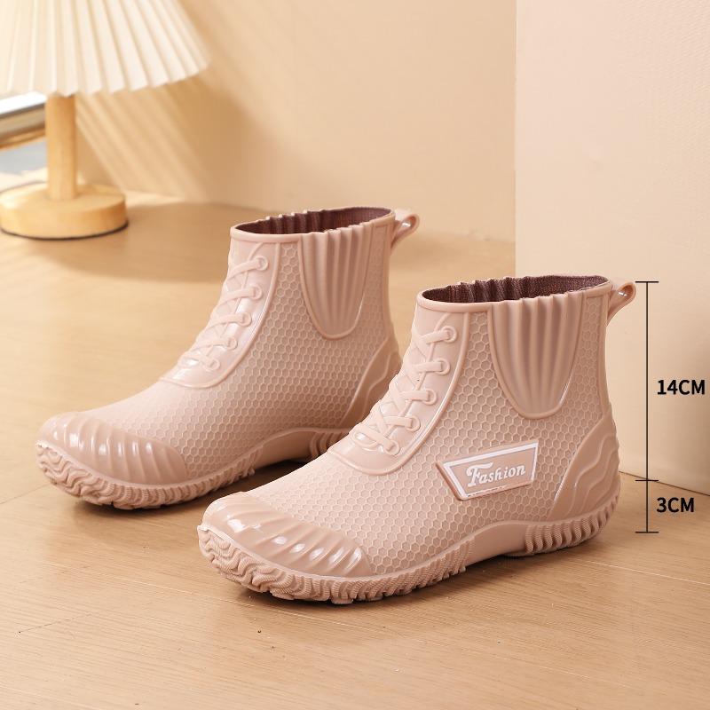 Low-top Water Shoes Women's Non-slip and Waterproof New Fashion Rain Shoes Winter Velvet Warm Rain Boots