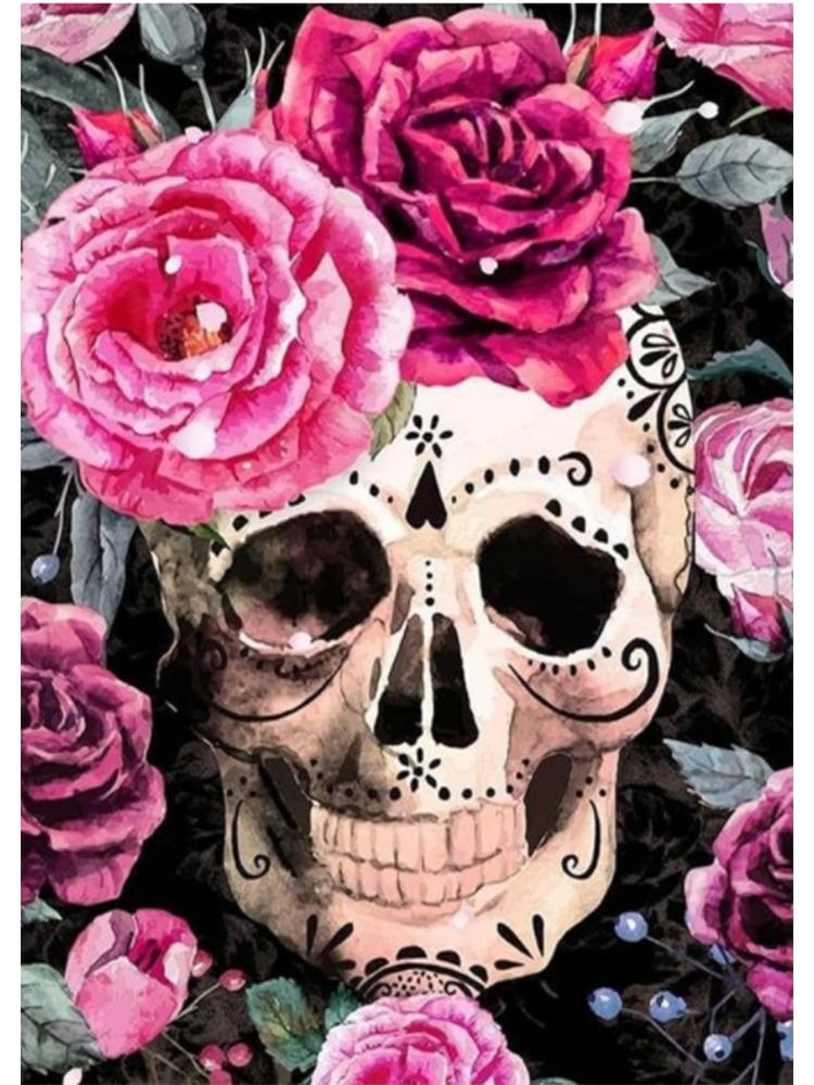 

Новая Алмазная Картина Полный Квадратный/Круглый Алмаз Череп Цветок Узор Вышивка Крестом 5DDIY Украшение Стразами Full Round 20x30CM