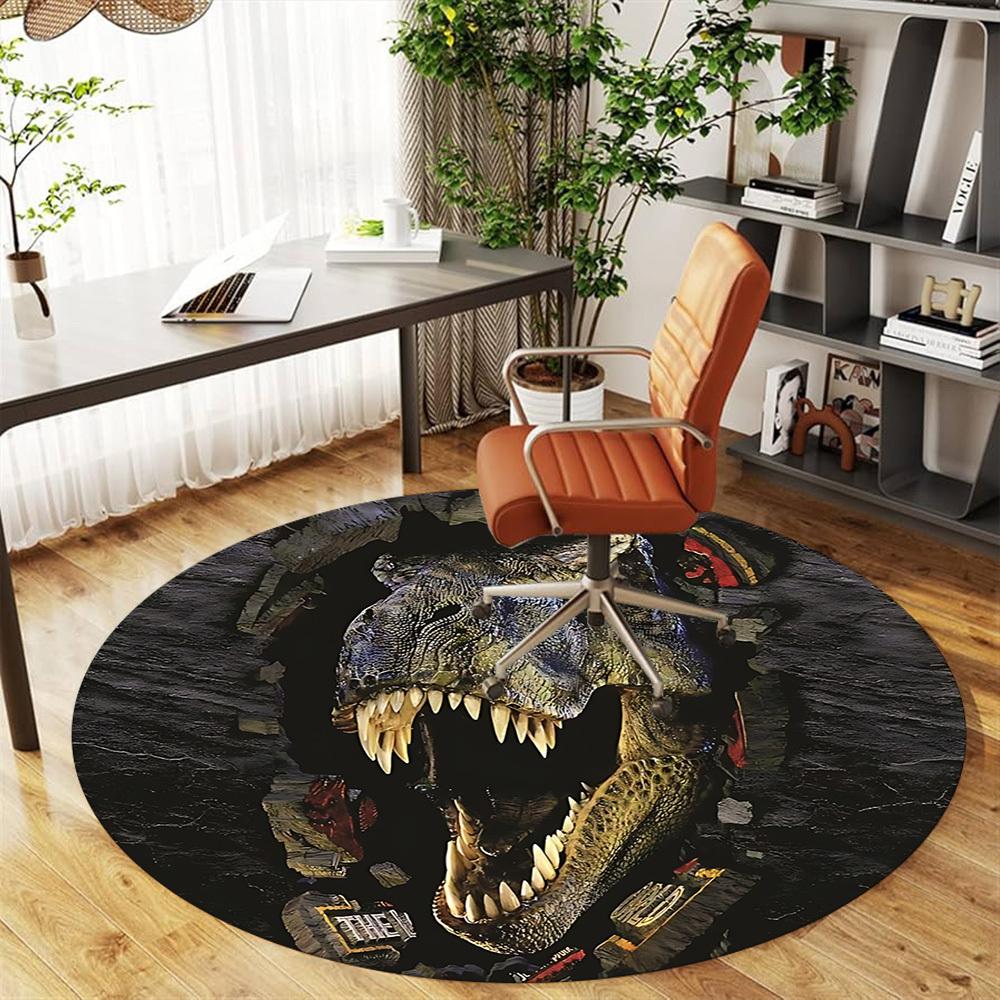 1pc Tyrannosaurus rex, Jurassic Park Round Chair mat Area Rug - Non-Slip, Floor Mat for Office, Bedroom, and Indoor Decor c1125330