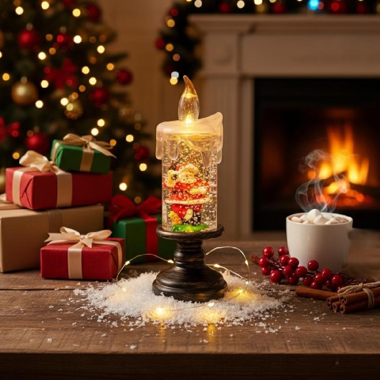 Christmas Decorations Glitter Water Globe Christmas Snow Globes Candle Shape Snowglobes Table Ornament Home Decors