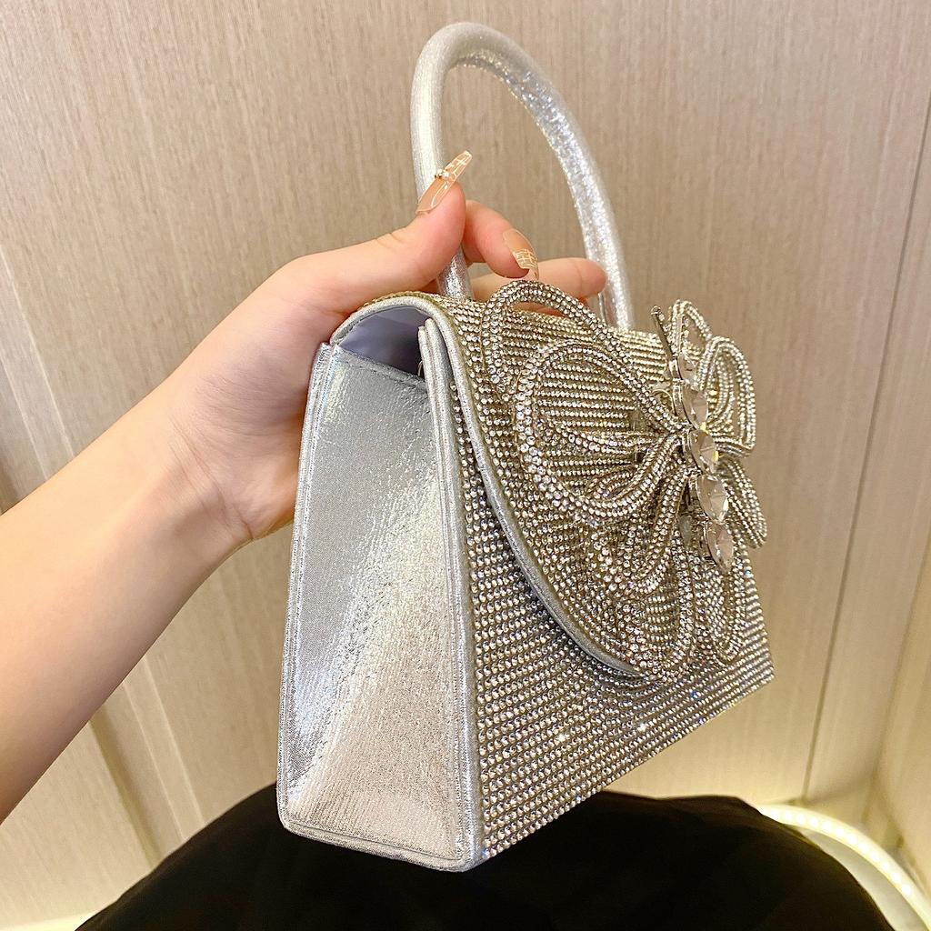 Bolso Plateado Nuevo Bolso de Diamantes Bolso de Barra para Fiesta Vestido de Noche Bolso de Cumpleaños Boda Banquete Bolso de Banquete