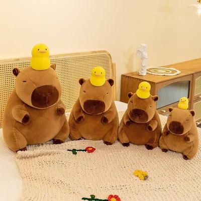 Kawaii Fluffy Capybara Plush Doll Pillow Capybara with Tortoise Stuffed Toy Animals Kids Juguetes Birthday Gift Home Decor