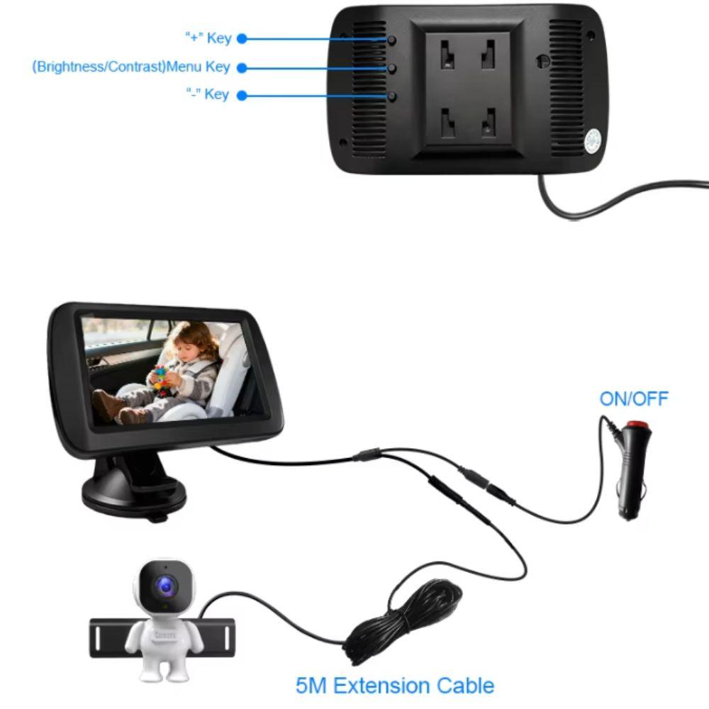 Suction Cup Mount Baby Car Mirror 4.3 Inch Screen Rear Facing Camera Rear Facing Seat
