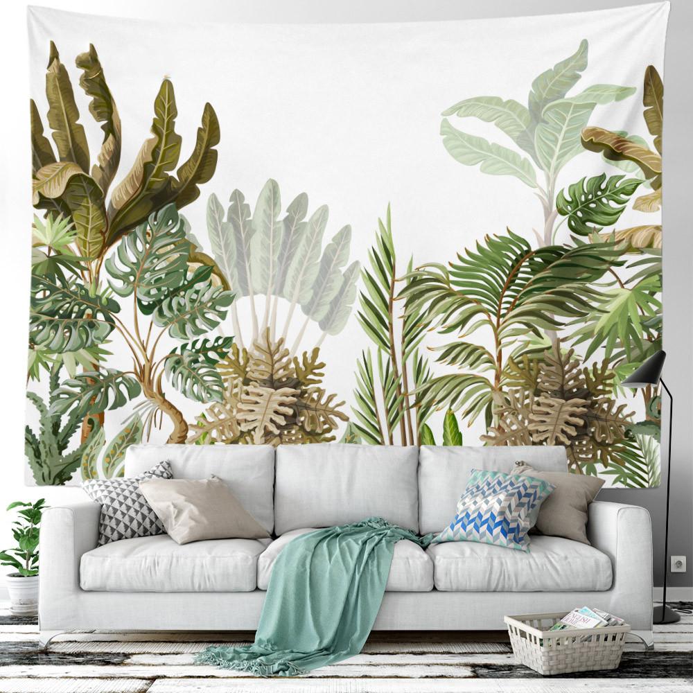 

Зеленое растение, цветок, гобелен, серия тропических растений, подвесной пейзаж, цветок, домашний гобелен, украшение комнаты, эстетика спальни 100X75CM