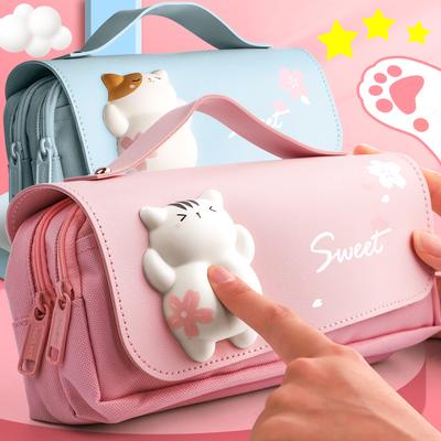 Cute Decompression Pencil Case Large Capacity Storage Bag Back To School Supplies Kawaii Korean Stationery Pen Cases