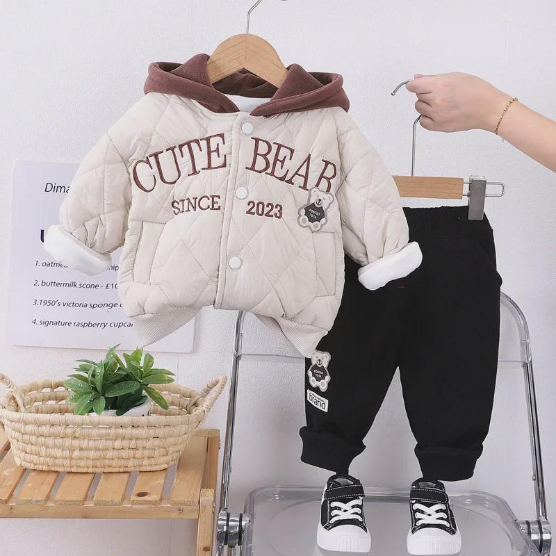 Autumn/Winter Quilted Baby Two-Piece Suit - Cute and Cozy Unisex Winter Outfit