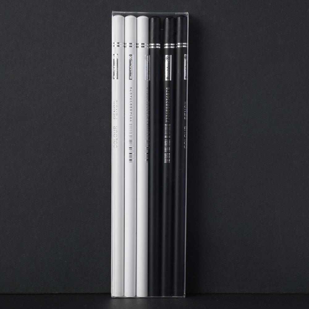 6pcs Black White Color Pencils Permanent Color Drawing Pencil Oil-based Wooden Colored Pencils For Artist And Beginner Art