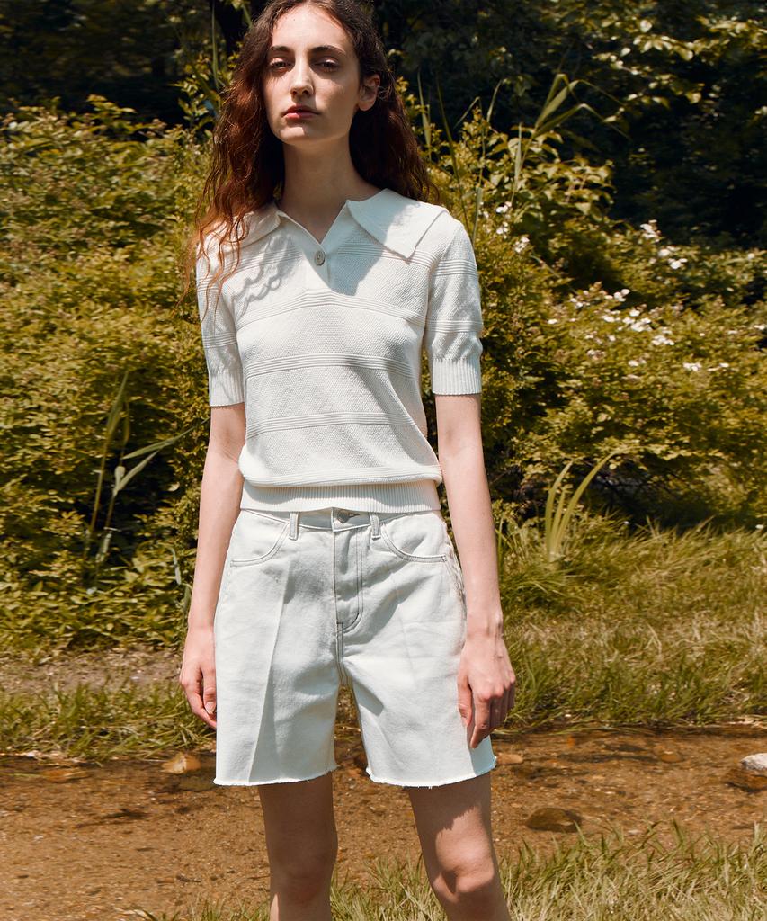 RE RHEE Sailor Collar Knitted Blouse White