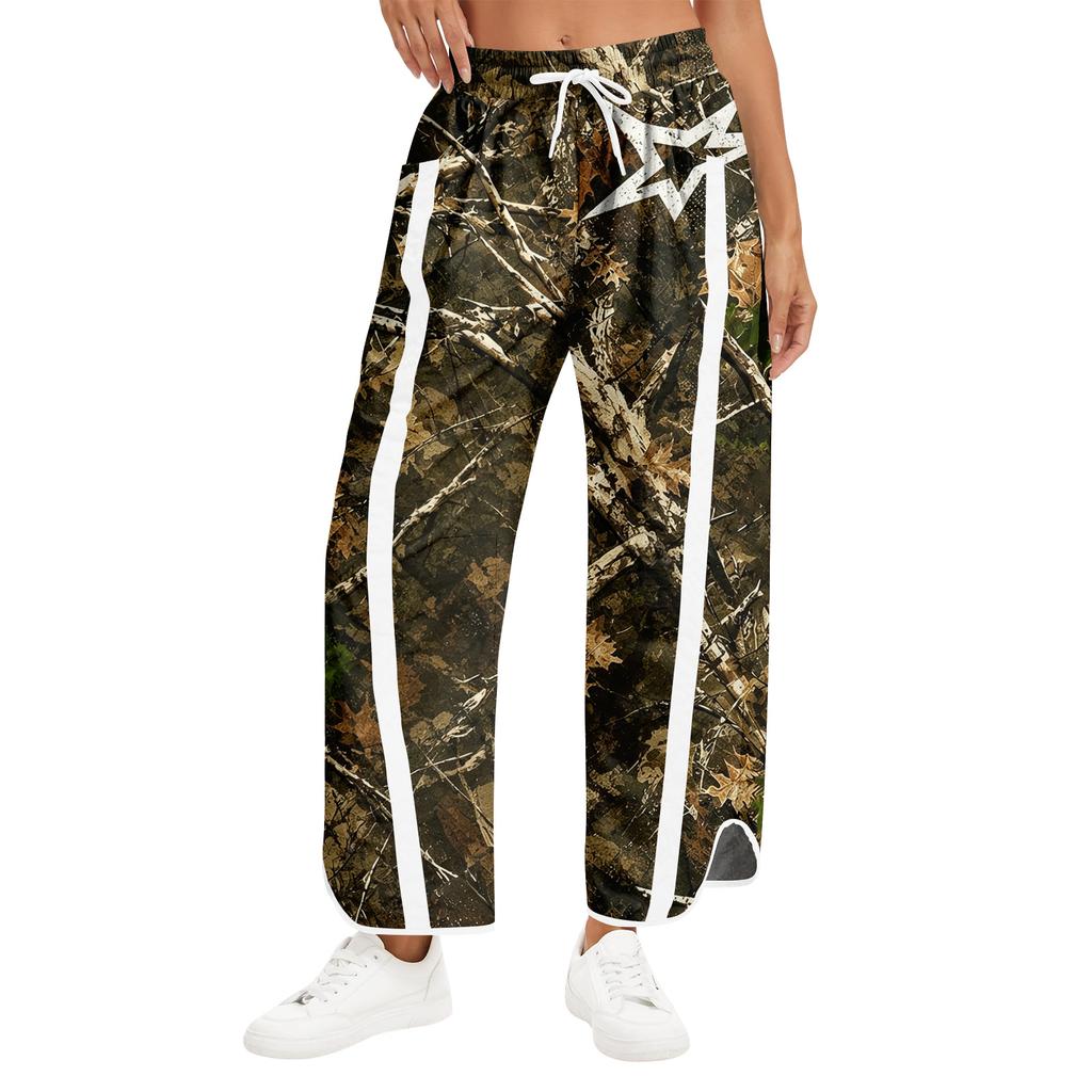 Women's Wide Leg Track Pants with High Waist Side Stripes Lightweight Parachute Pants with Pockets