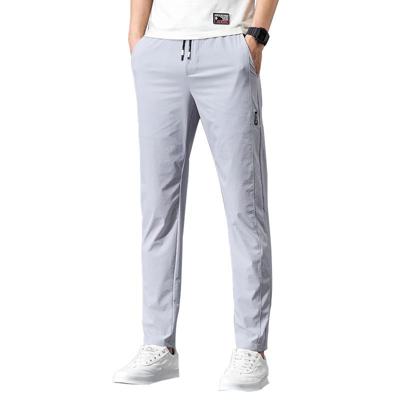 2023 Men's Ice Silk Quick-Dry Straight Loose Pants - Comfortable, Elastic, Slim Fit