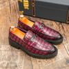 Fashion Luxury Brand Leather Shoes Brown Black Slip On Lattice Pattern Men's Casual Shoes Wedding Office Banquet Casual Loafers for Men