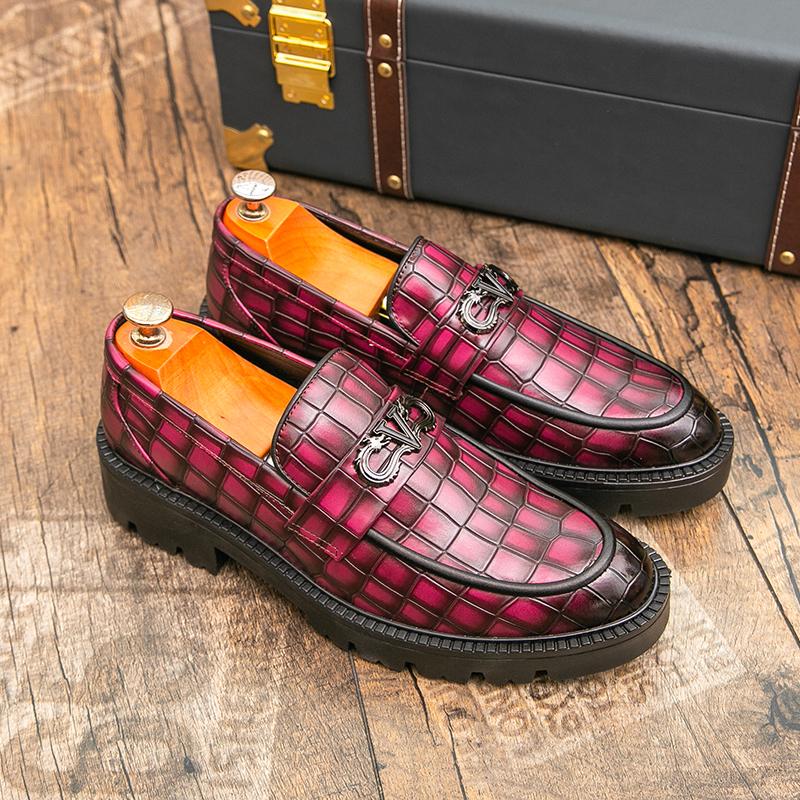 Fashion Luxury Brand Leather Shoes Brown Black Slip On Lattice Pattern Men's Casual Shoes Wedding Office Banquet Casual Loafers for Men