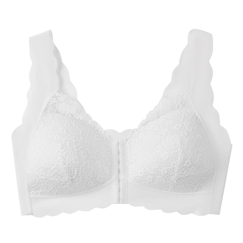 Plus Size Wireless Lace Front Buckle Push-Up French Sleep Bra