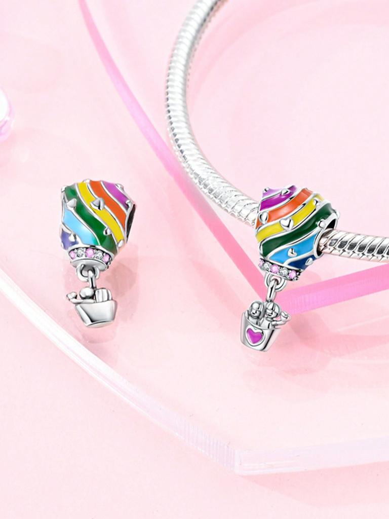 Charms Plata Valentine'S Dayair Balloon Beads Charm Copper Plated Fit Charms Original Bracelet For Jewelry Making Diy Charm