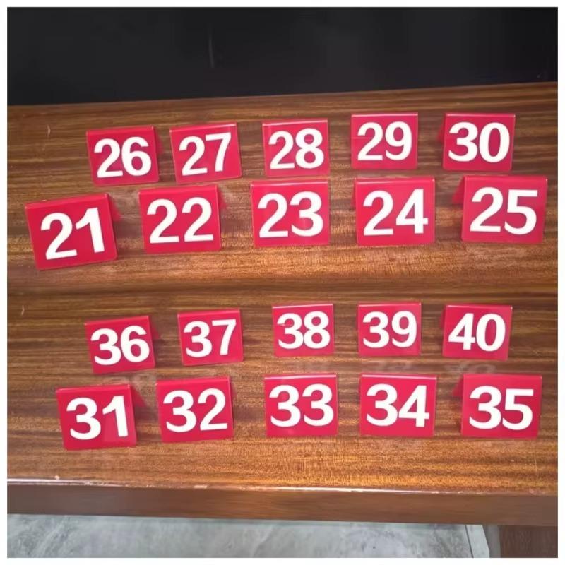 1-40 Acrylic V-Type Number Plates Table Numbers Cards Set Signs Position Markers for Restaurants Hotels Events Wedding Seat Tags