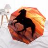 Animals and Sunset Pattern, Automatic Folding Umbrella, Portable and Foldable Design, 8 Ribs, a Christmas or Birthday Gift.