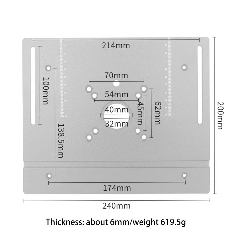 C8 Fräsliftplatten-Set - Aluminium Frästisch-Einlegeplatte, Schiebeklotz, Führungsanschlag für Holzbearbeitung