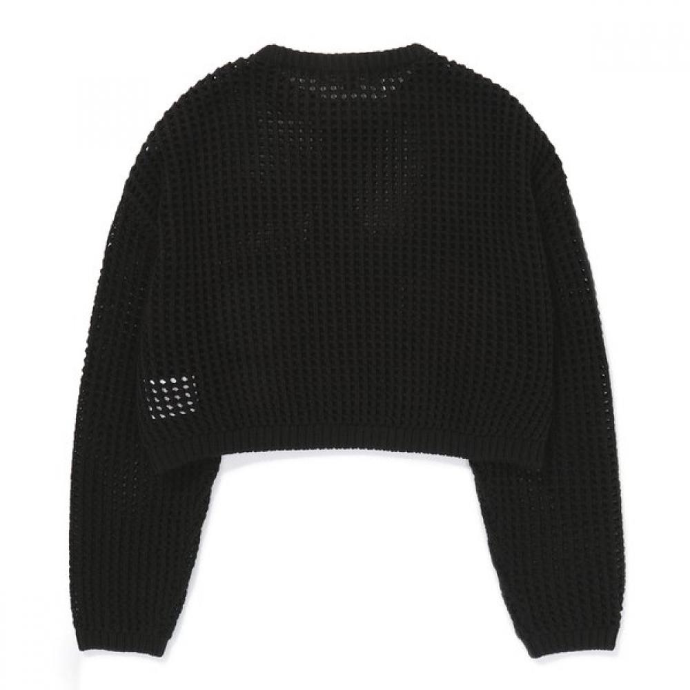 Bluetail Black Star Jacquard Mesh Crop Knit Aaa4sw01bk