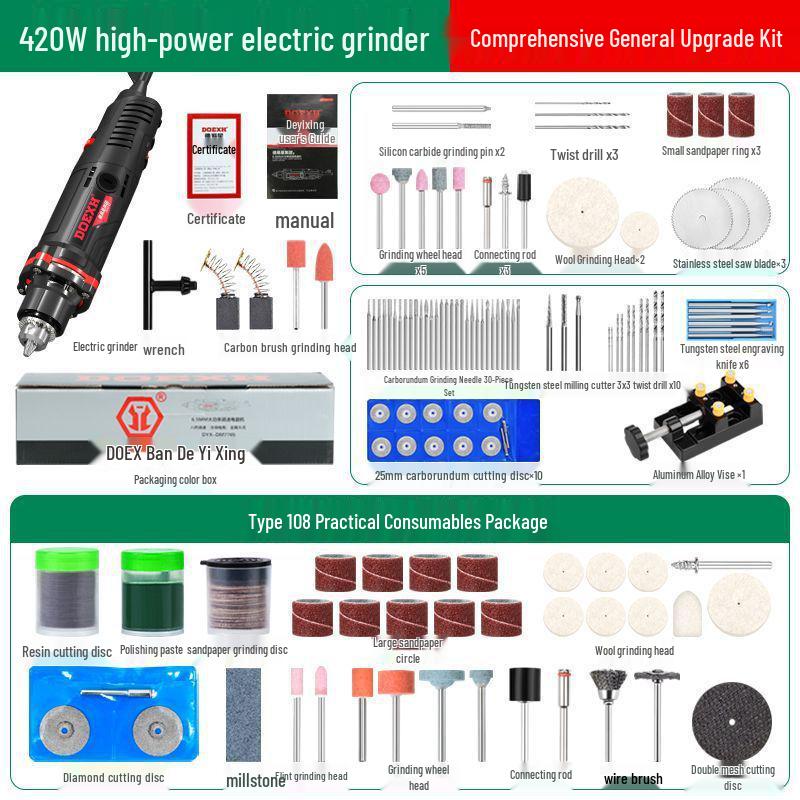 High-Power Electric Grinder & Polisher for Cutting, Jade Opening, Peeling, and Wood Carving