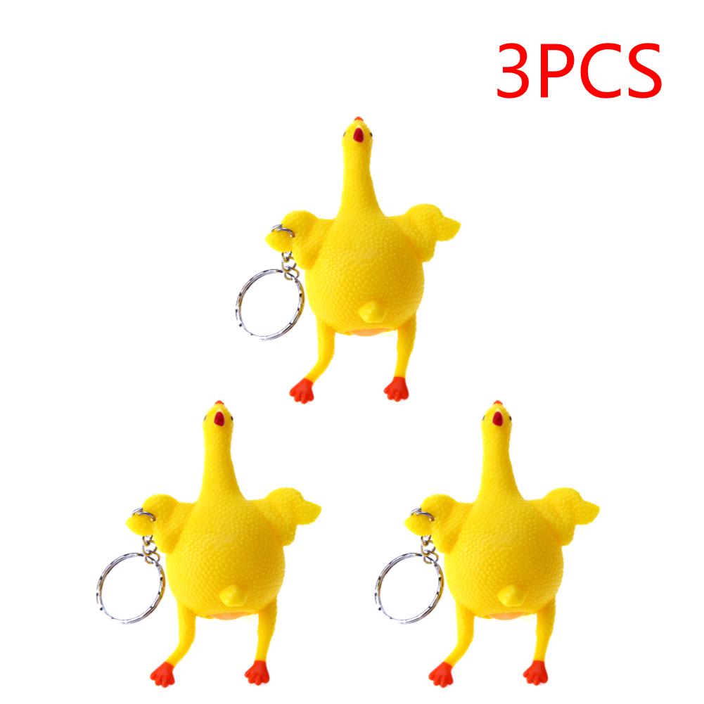 Funny Chicken Egg Laying Hens Crowded Stress Ball Keychain Portable Squeeze Chicken Key Ring Funny Spoof Tricky Gadgets Toy