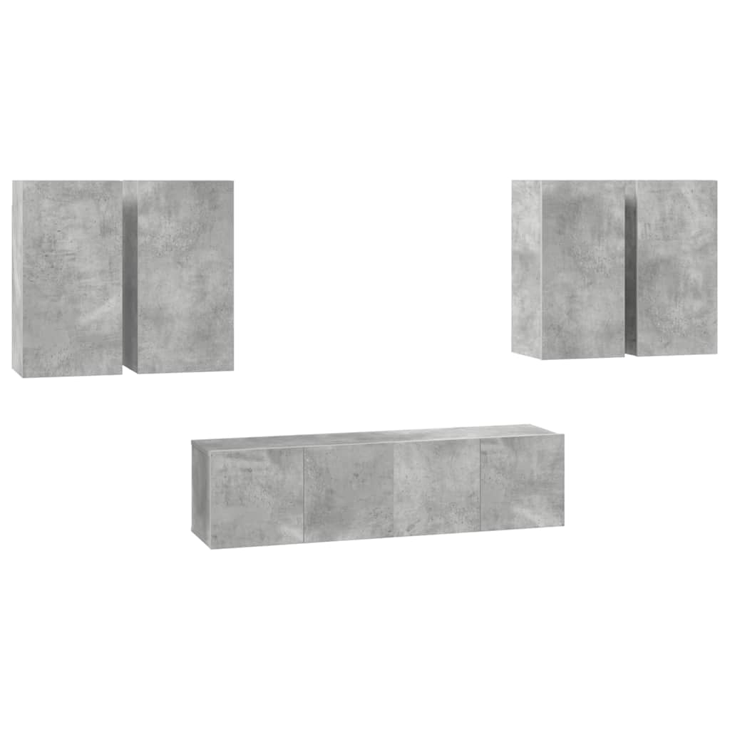 Vidaxl 6-Cz. TV Cabinet Set, Concrete Grey, Wood-Based Material