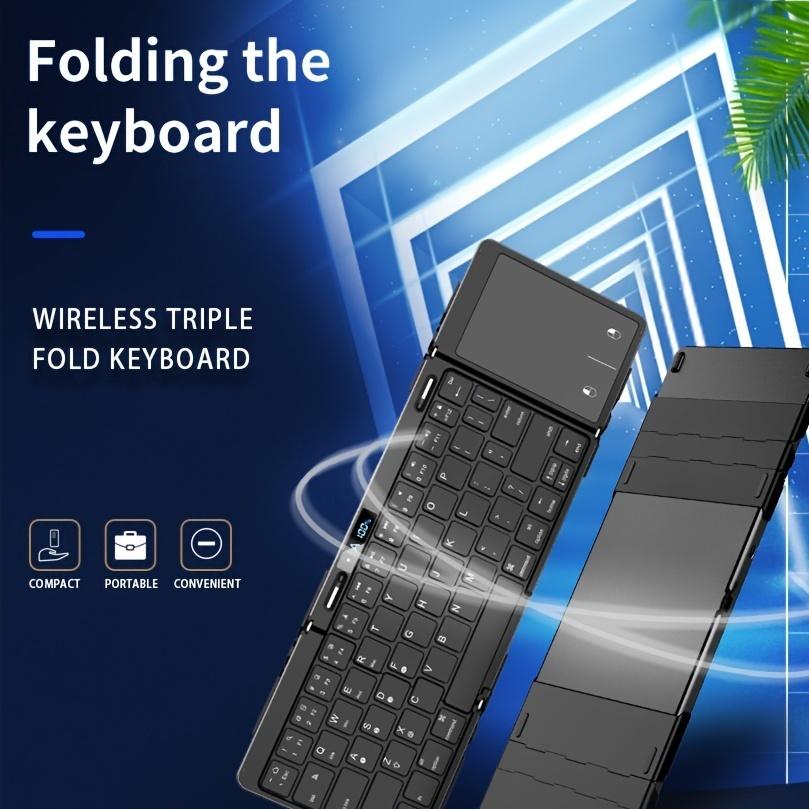 Wireless Folding Keyboard with Backlight RGB Foldable Bluetooth Keyboard with Touchpad Travel Keyboard for iOS Android Mac OS